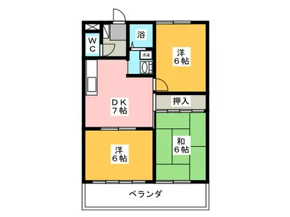 ピュアハイツ石崎(3DK/2階)の間取り写真