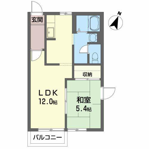 メゾンドエストエールC(1LDK/2階)の間取り写真