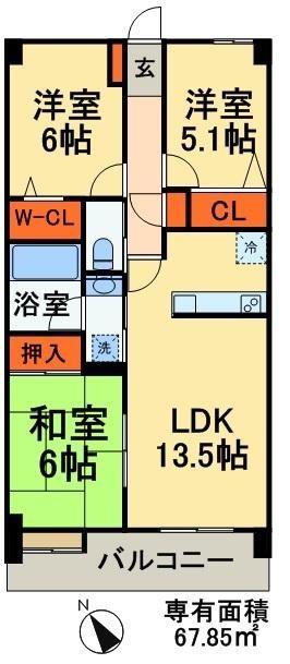 レジデンス幕張アリーナシティ(3LDK/4階)の間取り写真