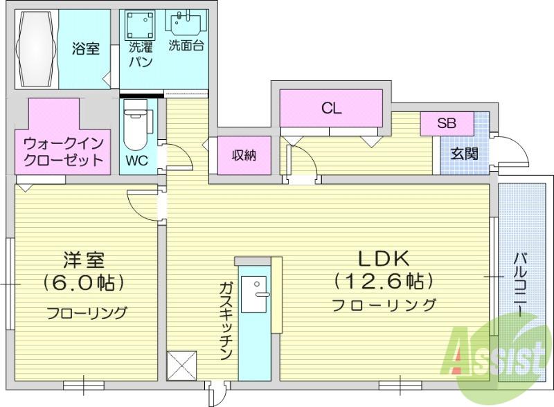 モデッサ雅Ⅱ(1LDK/1階)の間取り写真