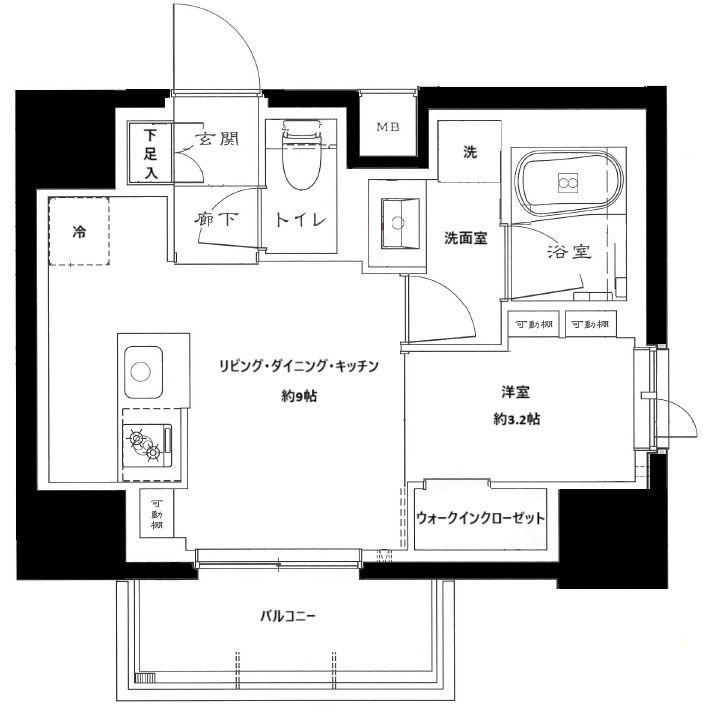 リビオレゾン王子飛鳥山(1LDK/5階)の間取り写真