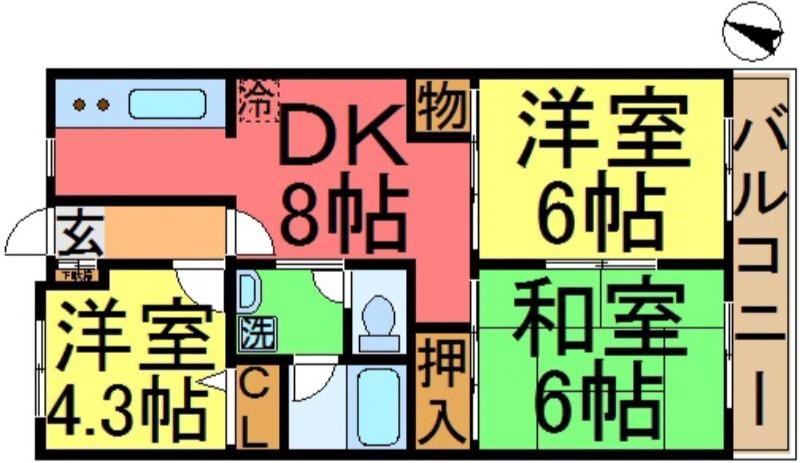 KODAヒルズ新小岩(3DK/1階)の間取り写真