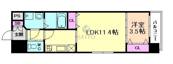 フレンシアノイエ江坂(1LDK/2階)の間取り写真