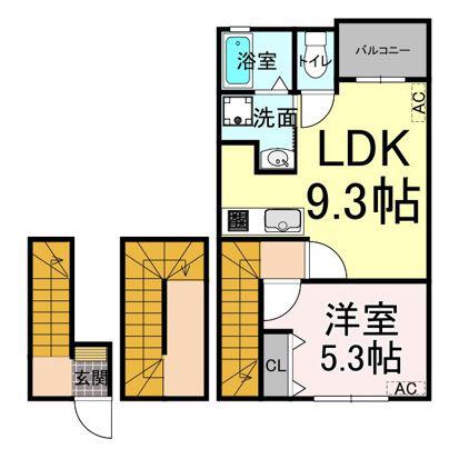 アシンプトート A棟(1LDK/3階)の間取り写真