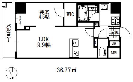 ルガールボニート新神戸(1LDK/7階)の間取り写真