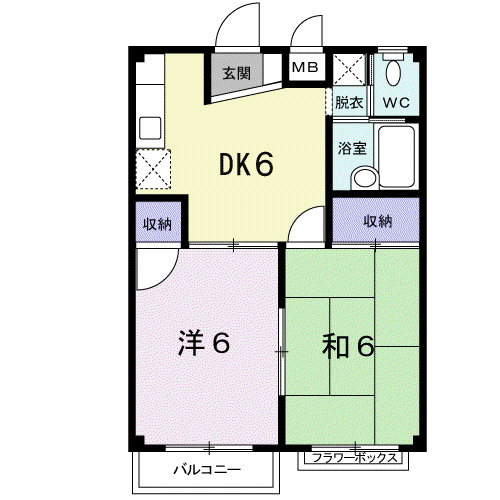 パティオ桜(2DK/2階)の間取り写真