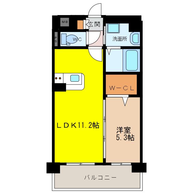 ブランシェ駅南(1LDK/7階)の間取り写真