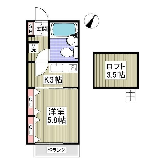 グレースアイルY(1K/2階)の間取り写真