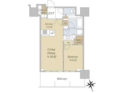 グランドシティタワー池袋(1LDK/11階)の間取り写真