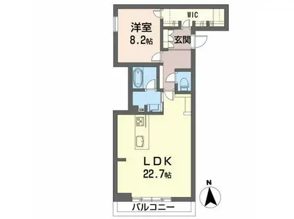 ABBANDONO(1LDK/2階)の間取り写真