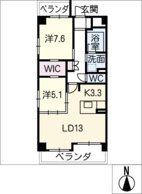 カラバサス(2LDK/4階)の間取り写真