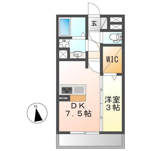 ベルエア御器所(1DK/2階)の間取り写真