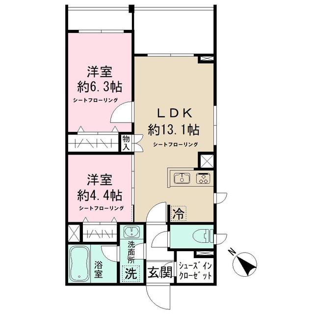 MOCXION INAGI(2LDK/4階)の間取り写真