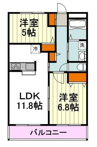 サングランシェ(2LDK/1階)の間取り写真