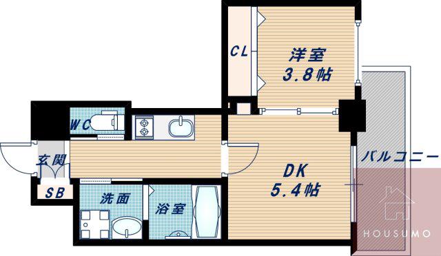 ファーストステージ江坂広芝町(1DK/2階)の間取り写真