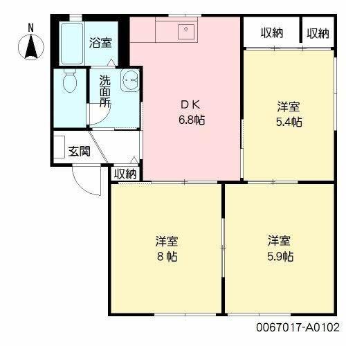 ベルハイツ A(3DK/1階)の間取り写真