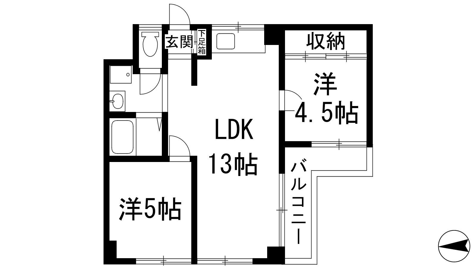 リバーサイド逆瀬川(2LDK/2階)の間取り写真