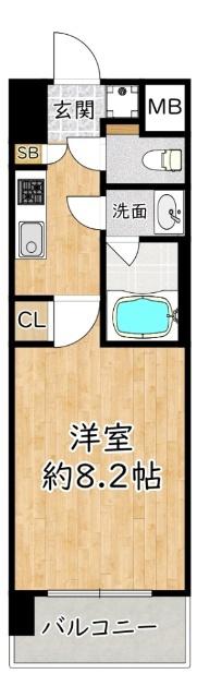 スプランディッド十三本町(1K/3階)の間取り写真