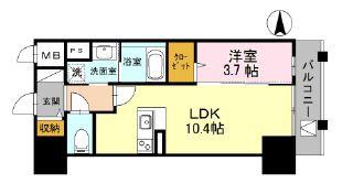 INOYABLDGRESIDENCE(1LDK/10階)の間取り写真