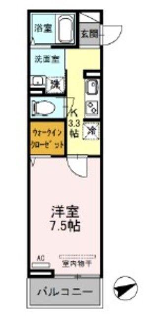 エンペラー B(1K/1階)の間取り写真
