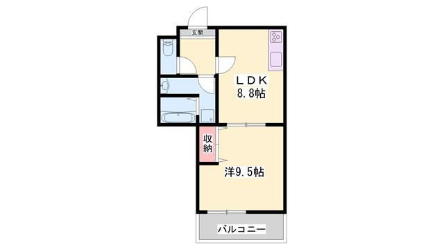 メゾンドレガート(1LDK/2階)の間取り写真