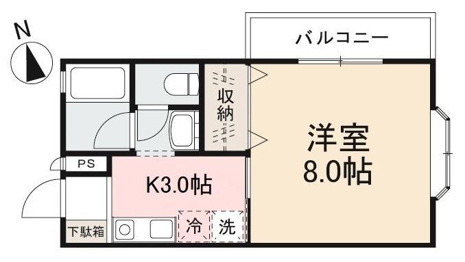 STELLA西宝町(1K/2階)の間取り写真