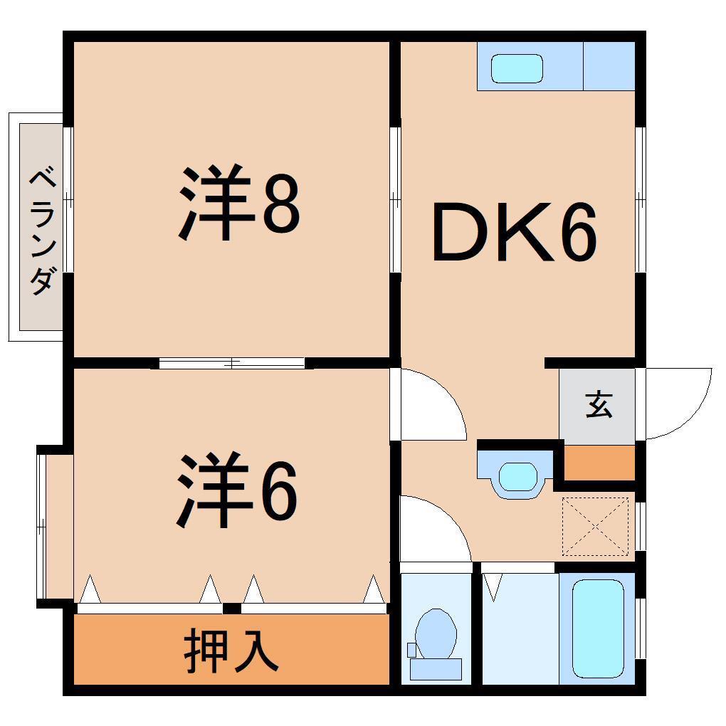 サニーハイツ(2DK/1階)の間取り写真