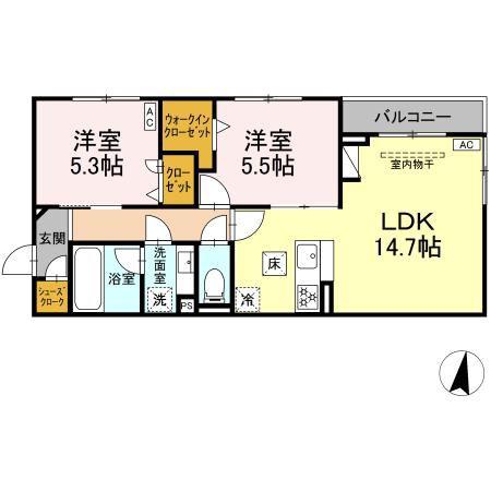 ジョイハイツ(2LDK/1階)の間取り写真