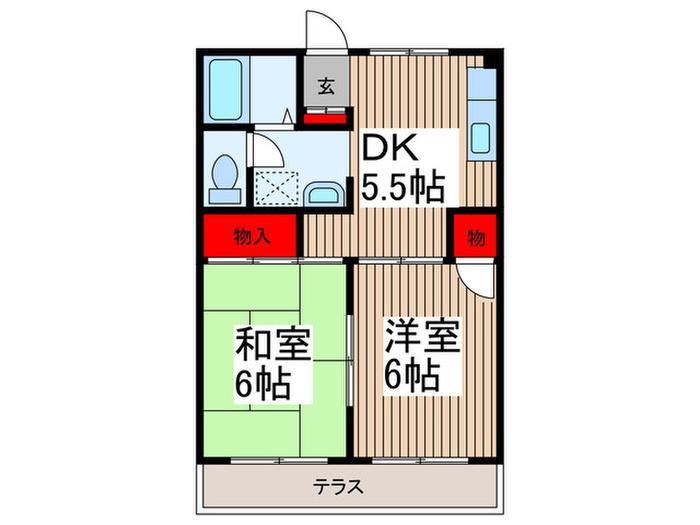 古谷ビル(2DK/2階)の間取り写真