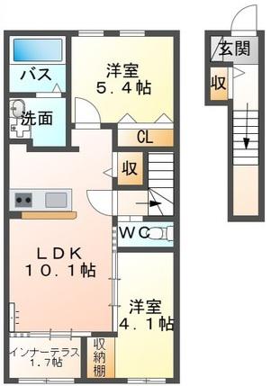 ルミーナ開成(1LDK/2階)の間取り写真