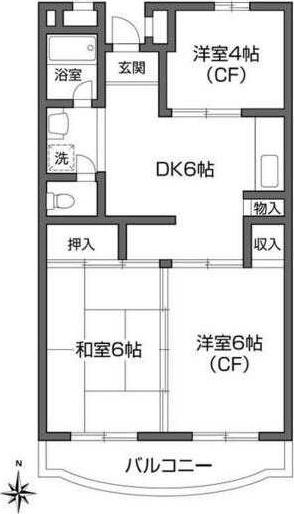 ファルム烏山(3DK/1階)の間取り写真