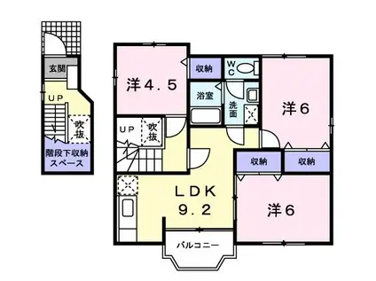 パレス・ウィステリアD(3LDK/2階)の間取り写真