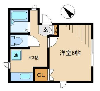 フラット城山(1K/2階)の間取り写真