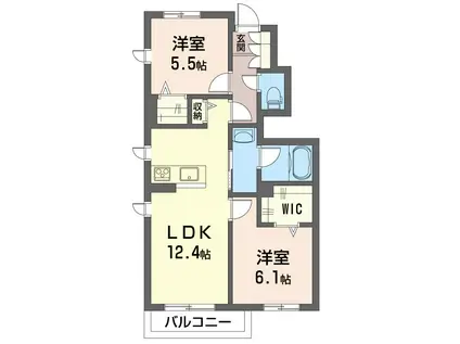 フェリシード(2LDK/1階)の間取り写真