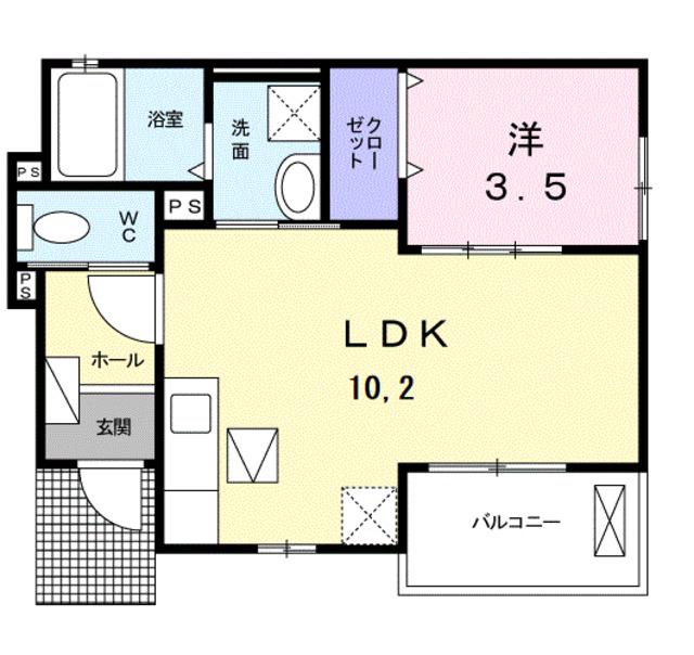 カサブランカ(1LDK/1階)の間取り写真