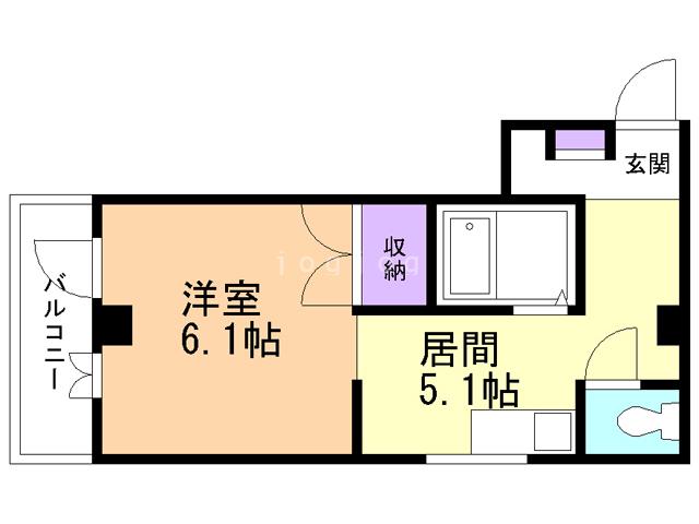 RERUN長島(1DK/3階)の間取り写真