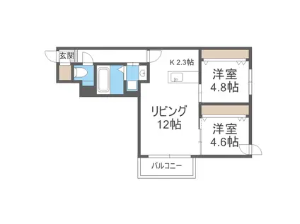 PRIME COURT平岸(2LDK/3階)の間取り写真