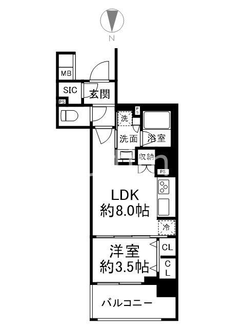 ソルプレサンス京都ステーションレジデンス(1LDK/7階)の間取り写真