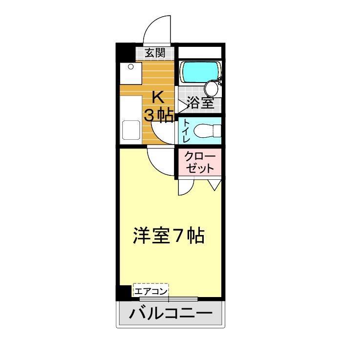 ヴェルデ市大前(1K/5階)の間取り写真