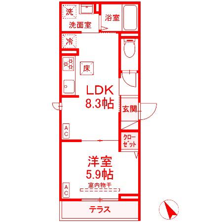 DS BLESS横須賀I(1LDK/1階)の間取り写真