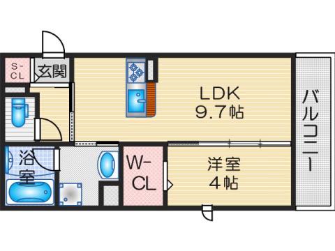 さくらBRILLANTE(1LDK/2階)の間取り写真