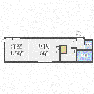 ローヤルハイツ本郷通6(1LDK/3階)の間取り写真
