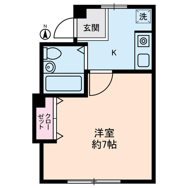フラワーハウス(1K/2階)の間取り写真