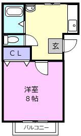 ハイツもみの木A(1K/2階)の間取り写真