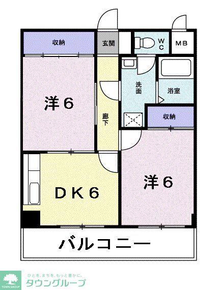 ガーデンヒルズ白糸(2DK/2階)の間取り写真