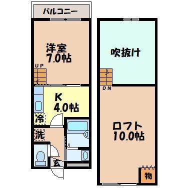 サンフラワー千歳(1K/2階)の間取り写真