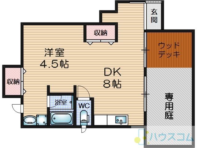 ハピネスタケハシ(1LDK/1階)の間取り写真