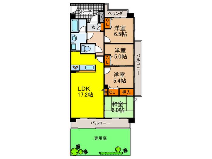 フォルム千里中央C棟(4LDK/2階)の間取り写真