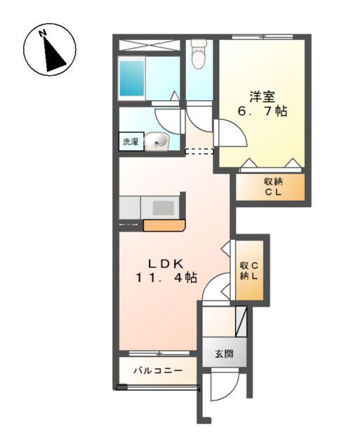 クレアハウス(1LDK/1階)の間取り写真