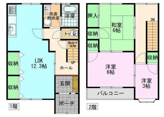 メゾネット(3LDK/1階)の間取り写真